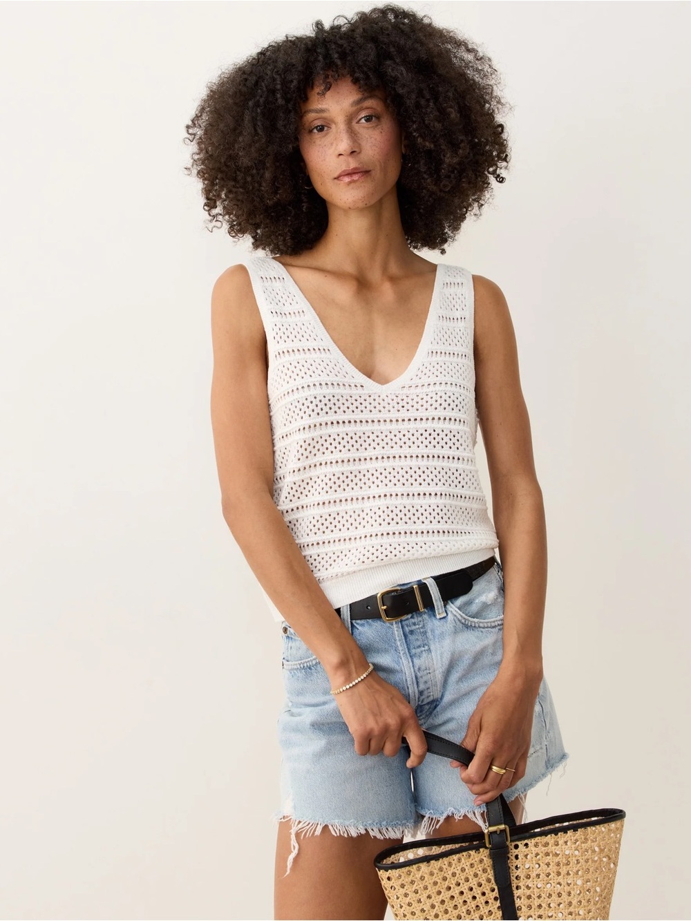 Marine Layer Finley Sweater Tank - Medium, White